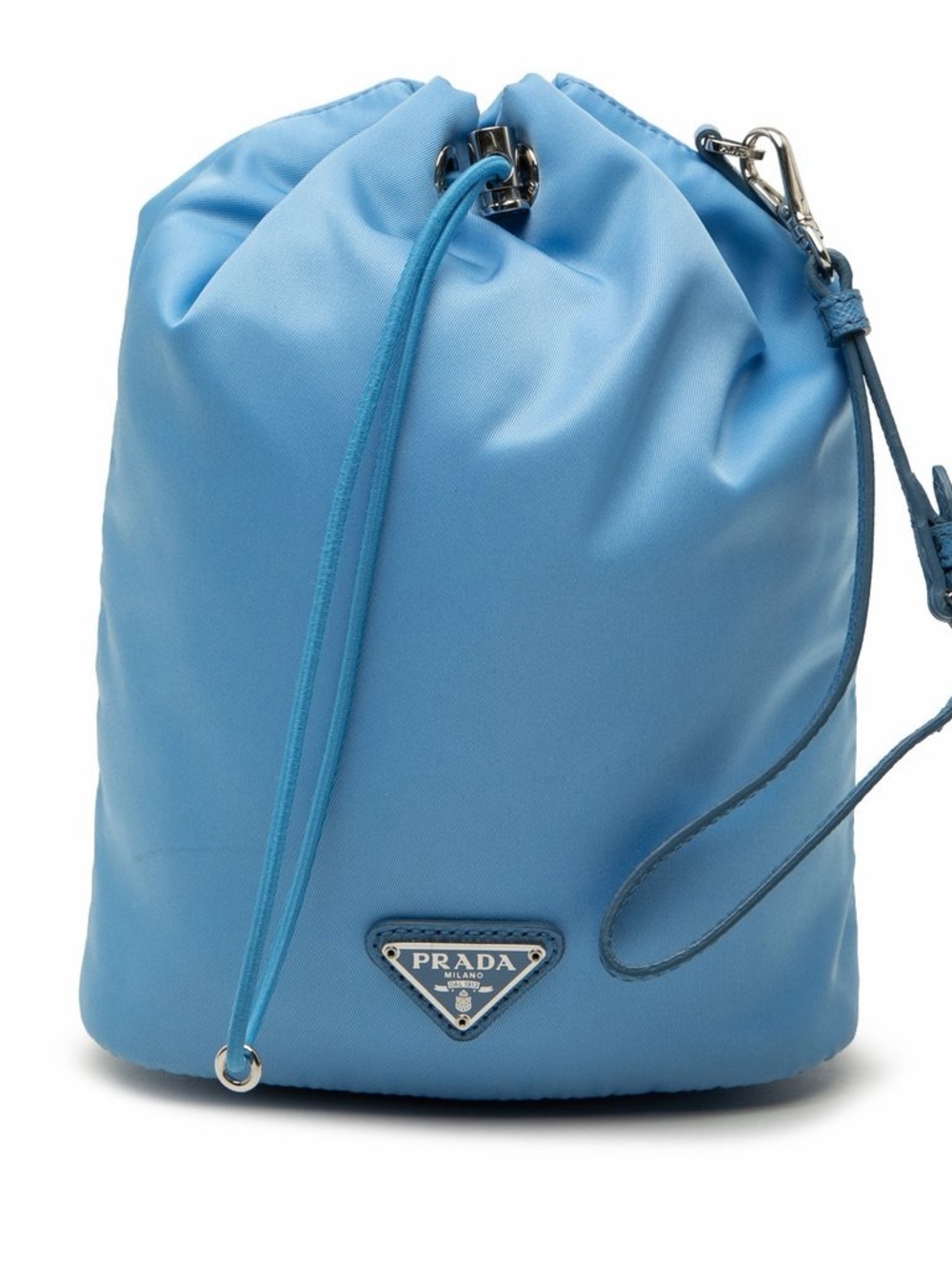 Prada Tessuto Nylon Drawstring Bucket Bag Sky Blue (w/ COA)